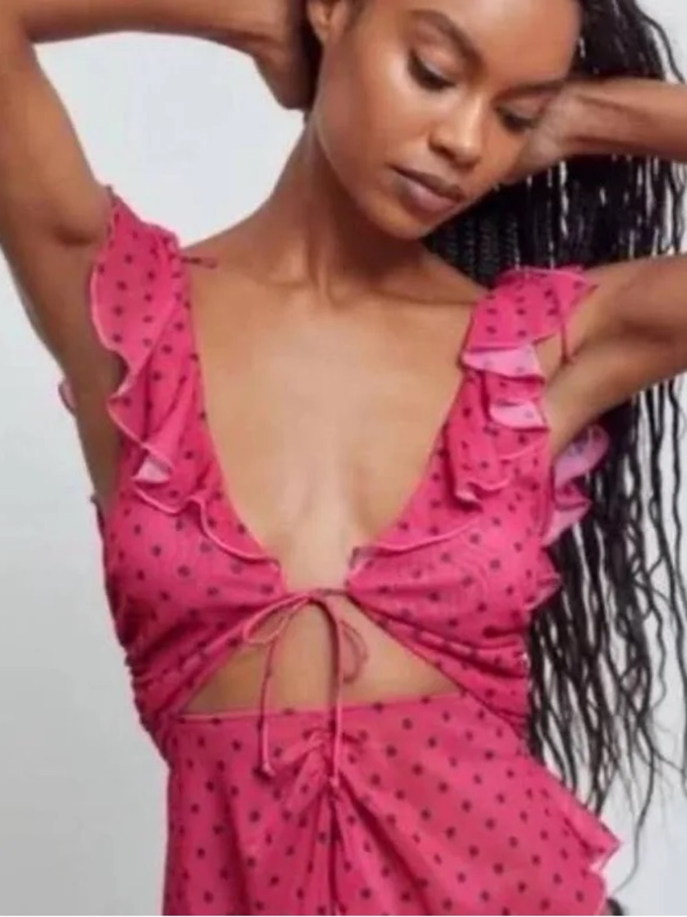 Urban Outfitters Pink Polka Dot Leila Top Size M